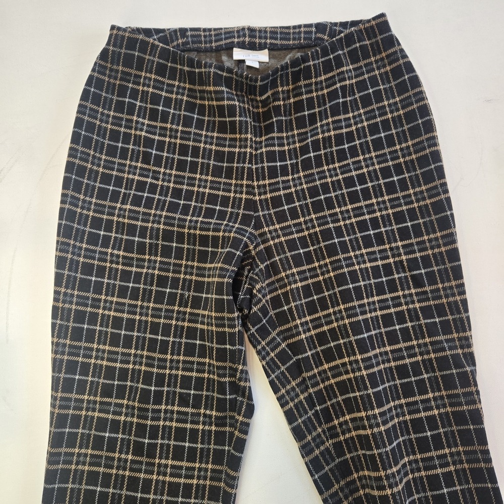 J.‎ Jill Ponte Slim Leg Black Tan Plaid Elastic Waist Dress Pants Womens Small